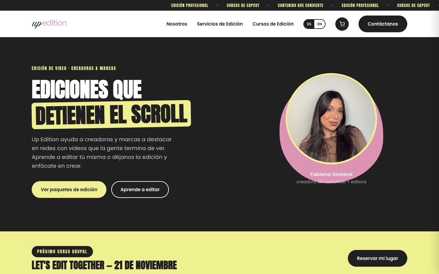 Portada del sitio de Up Edition